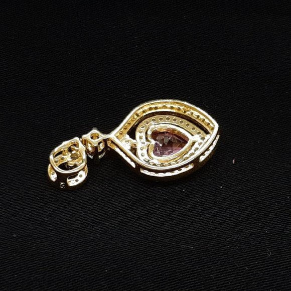 Beautiful PInk Topaz White Sapphire 14K Gold Over 925 Sterling SIlver Jewelry - Picture 3 of 3
